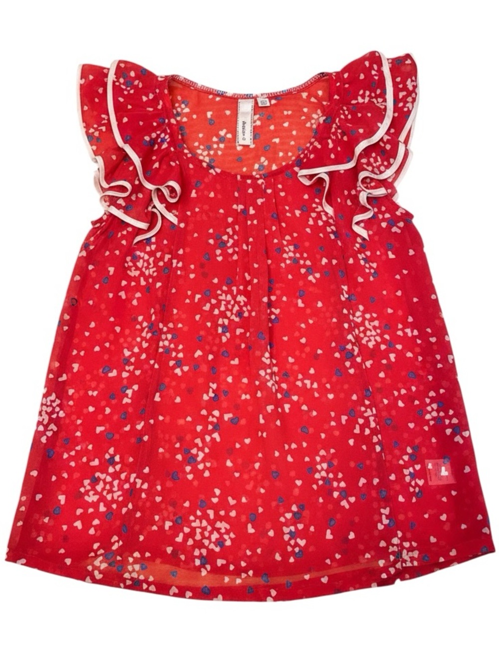 Robin K Red Heart Print Ruffle Tank Top NWOT